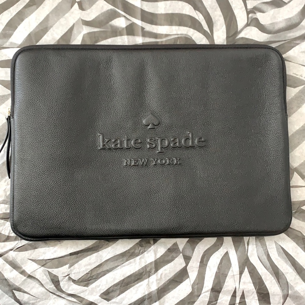 Kate spade black leather laptop case
